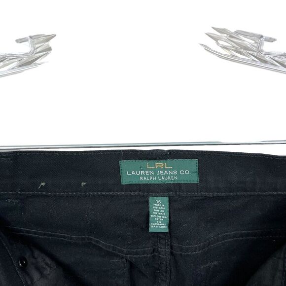 LRL Ralph Lauren Womens Jeans Stretch Tapered Leg 5 Pockets Zip Fly Black Sz 16 - Picture 5 of 8